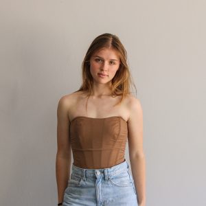 Mesh Corset Top - Camel