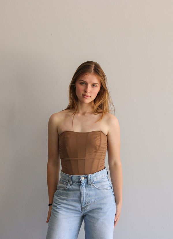 Mesh Corset Top - Camel