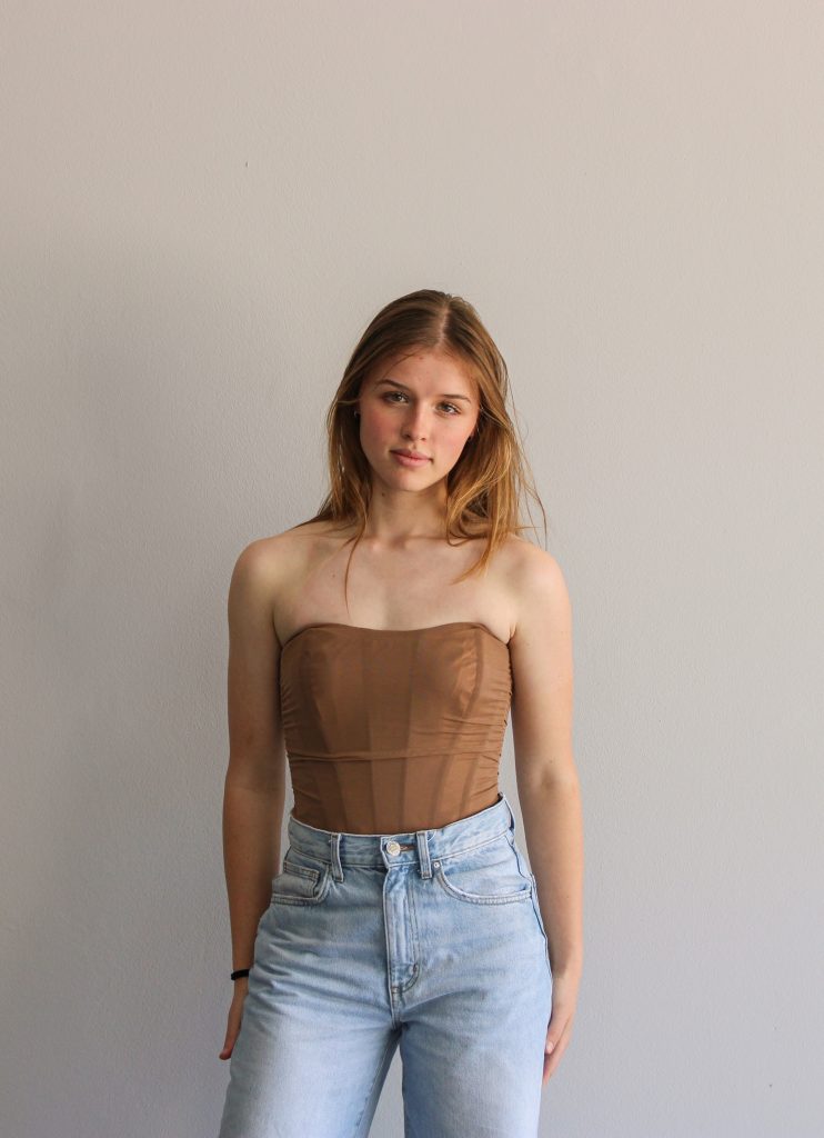 Mesh Corset Top - Camel