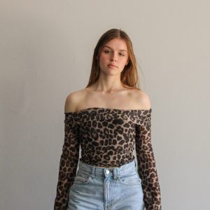 Off-The-Shoulder Leopard Print Top