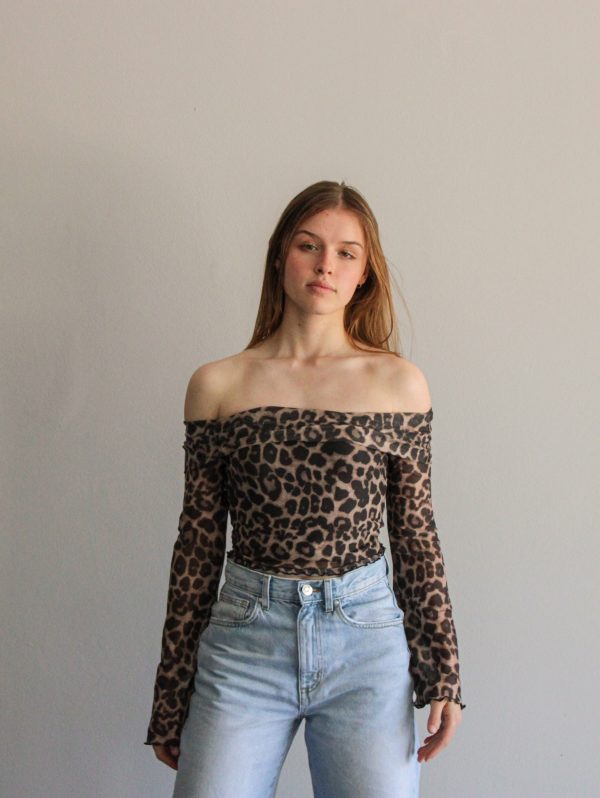 Off-The-Shoulder Leopard Print Top