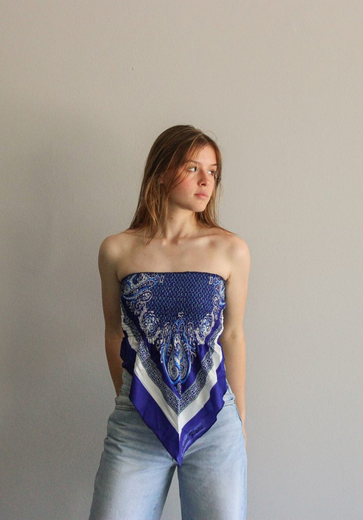 Print Tube Top - Blue