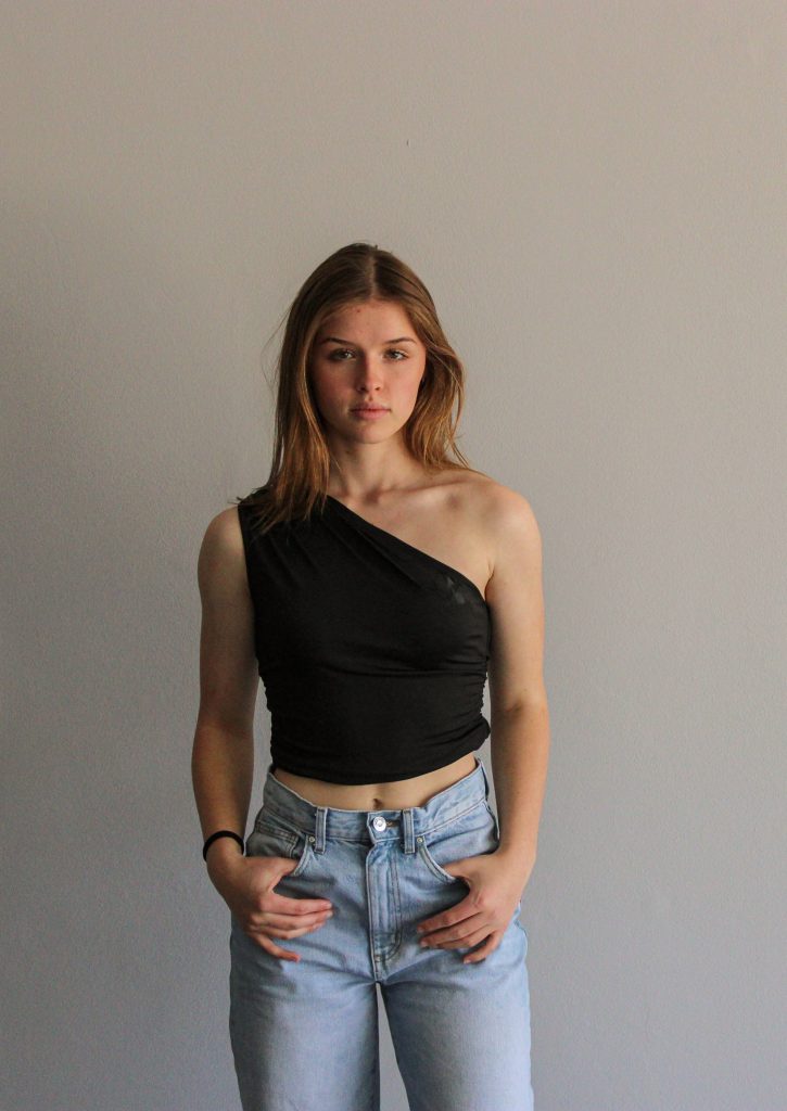 Asymmetrical Ruched Top - Black