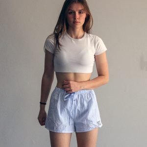 Striped Drawstring shorts - Light Blue