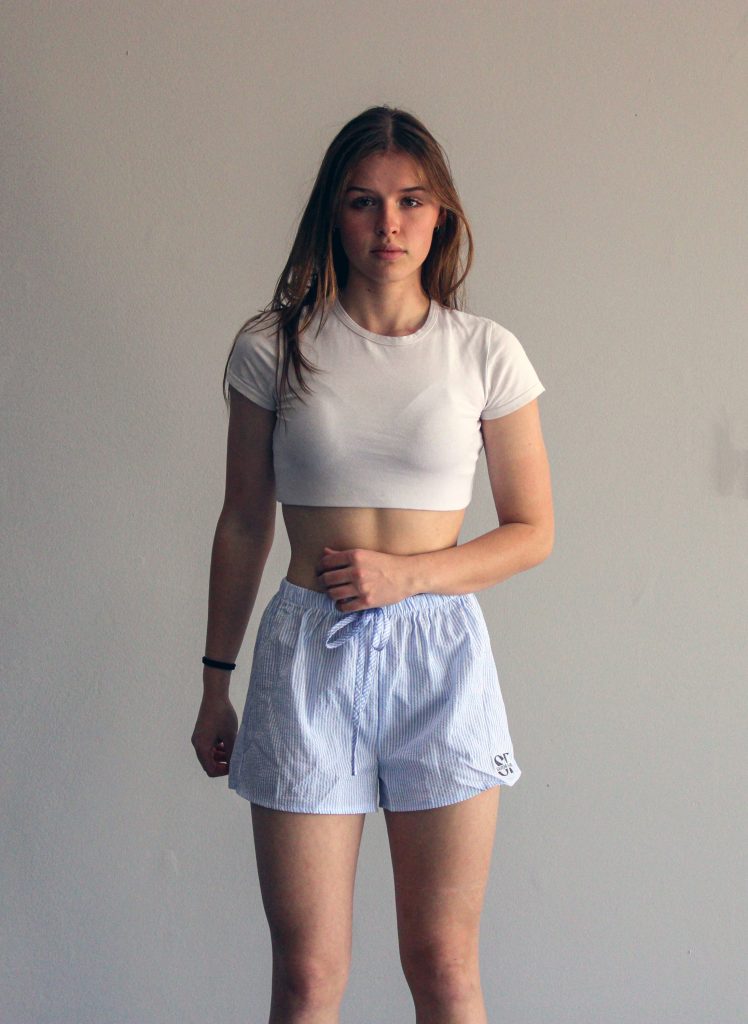 Striped Drawstring shorts - Light Blue